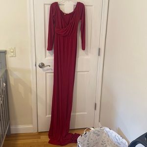 Maternity Elegant Fitted Maternity Gown Long Sleeve Cross-Front V Neck